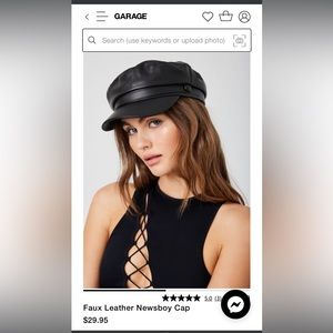 Garage faux leather newsboy cap